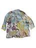 Citron 100% Silk Paisley Floral Green Yellow 3/4 Sleeve Blouse Size 0X - photo 2