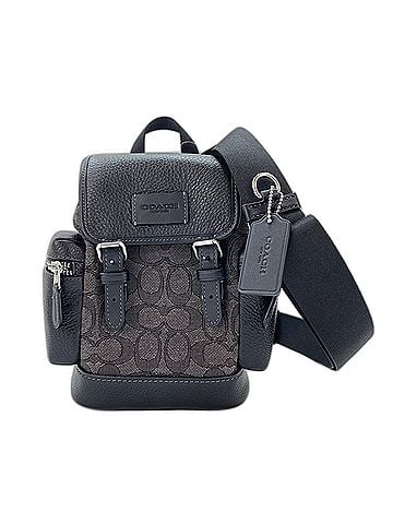 Coach Coach Sprint Jacquard 2-Way Body Bag, Leather, Black (view 1)