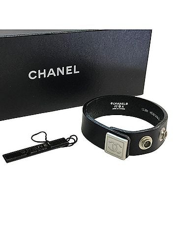 Chanel CHANEL Chanel Bangle Women's Leather Bracelet Coco Mark Black (view 1)