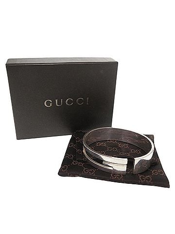 Gucci Gucci Cutout G Logo Sterling Silver 925 Bangle Bracelet 0448GUCCI (view 2)