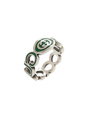 Gucci Gucci Interlocking G #21 (approx. 1) Sterling Silver 925 Green Ring 0835GUCCI (view 1)