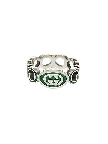 Gucci Gucci Interlocking G #21 (approx. 1) Sterling Silver 925 Green Ring 0835GUCCI (view 2)