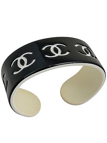 Chanel Chanel Coco Mark Bangle Bracelet, Plastic, Black, Women's (view 1)