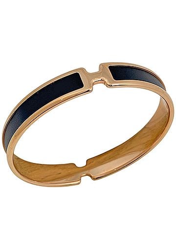 Hermès Hermes Olympe Bangle, Gold Plated, Black, Women's (view 1)