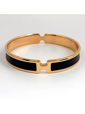 Hermès Hermes Olympe Bangle, Gold Plated, Black, Women's (view 2)