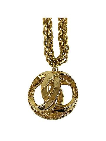 Chanel CHANEL Vintage Openwork Ball Gold Plated Necklace for Women (view 2)