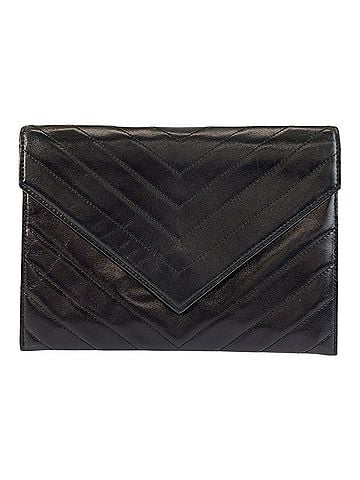 Yves Saint Laurent YVES SAINT LAURENT Vintage V-stitch Black Leather Clutch Bag (Second Bag) for Women (view 1)