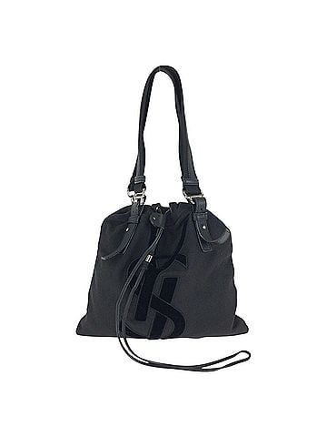Yves Saint Laurent Yves Saint Laurent Rive Gauche Vintage Kahala YSL Drawstring Bag, Black, Silver Hardware, Canvas &amp; Leather, 123435, Tote Bag/Shoulder Bag for Women (view 1)