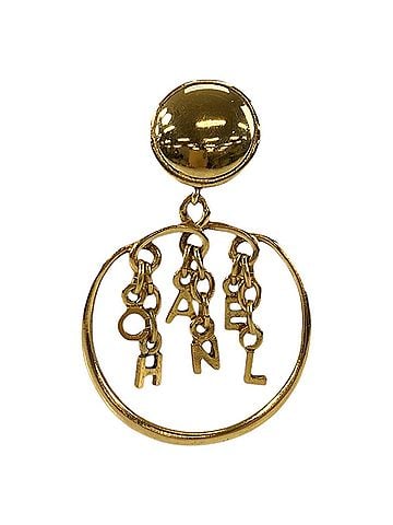 Chanel CHANEL logo hoop earring, gold plated, single for women. (view 1)