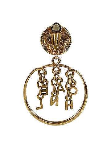 Chanel CHANEL logo hoop earring, gold plated, single for women. (view 2)