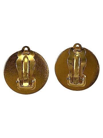 Chanel CHANEL Coco Mark Black Gold Wood Plated Earrings for Women (view 2)