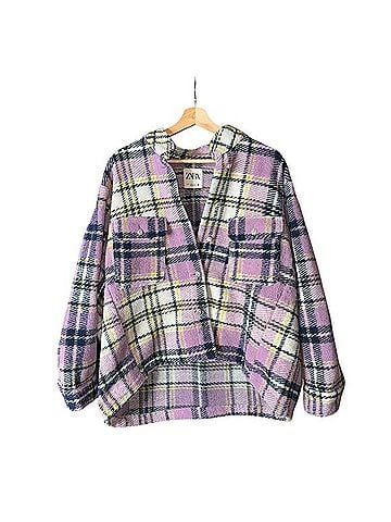 Zara Lilac Plaid Bouclé Overshirt Jacket Shacket Jacket (view 1)