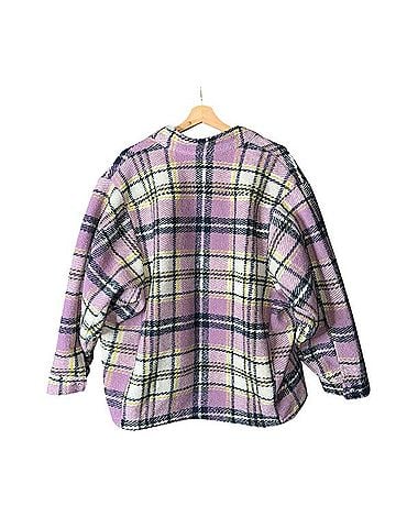 Zara Lilac Plaid Bouclé Overshirt Jacket Shacket Jacket (view 2)