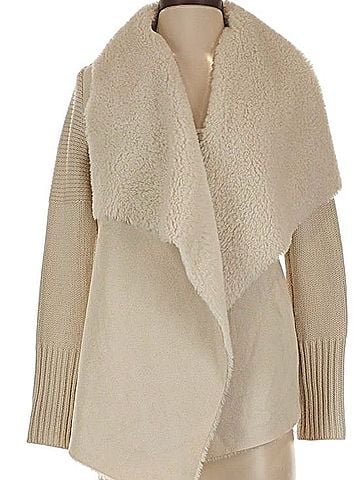 Bagatelle Cream Sherpa Drape Front Jacket Jacket (view 1)