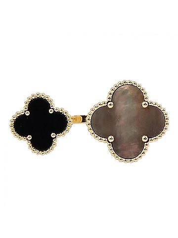 Van Cleef & Arpels Van Cleef &amp; Arpels Magic Alhambra Entre Doior Ring, Onyx, MOP, 18K (Yellow Gold), Mother of Pearl, Women's, Gold, Black, Gray, VCARN05751 (view 2)