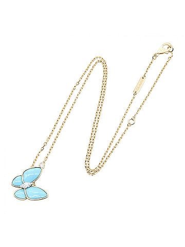 Van Cleef & Arpels Van Cleef &amp; Arpels De Papillon Turquoise Necklace (2PD) - 18K Yellow Gold with Diamonds and Women's Gold, Blue, Clear Tones VCARP7UP00 (view 2)