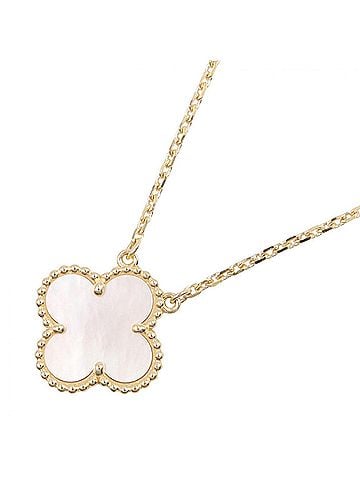 Van Cleef & Arpels Van Cleef &amp; Arpels Vintage Alhambra Necklace, 18K (Yellow Gold), Mother-of-Pearl, Women's, Gold/White Tones, VCARA45900 (view 1)