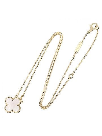 Van Cleef & Arpels Van Cleef &amp; Arpels Vintage Alhambra Necklace, 18K (Yellow Gold), Mother-of-Pearl, Women's, Gold/White Tones, VCARA45900 (view 2)