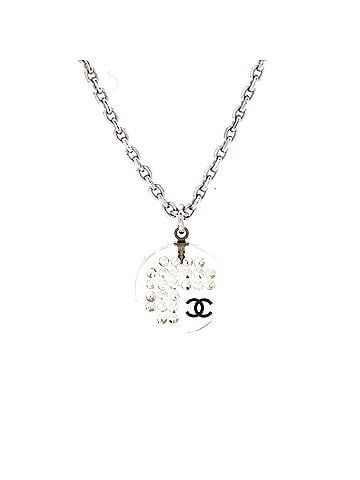 Chanel Coco Mark Circle Pendant Necklace Metal with Resin and Crystals (view 1)