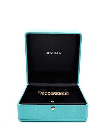 Tiffany & Co. Victoria Vine Hinged Bangle Bracelet 18K Yellow Gold with Diamonds (view 2)