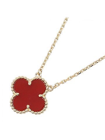 Van Cleef & Arpels Van Cleef &amp; Arpels Vintage Alhambra Necklace, 18K (Yellow Gold), Carnelian, Women's, Gold/Red Tone, VCARD38500 (view 1)