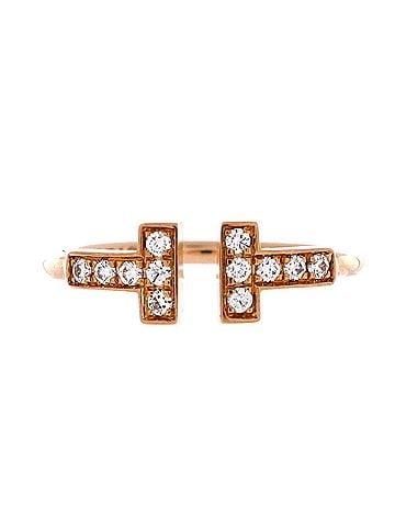 Tiffany & Co. T Wire Ring 18K Rose Gold with Diamonds (view 1)