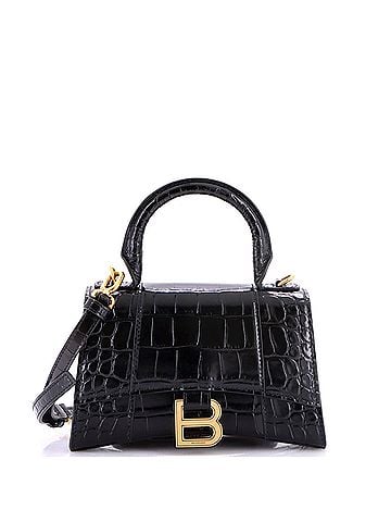 Balenciaga Hourglass Top Handle Bag Crocodile Embossed Leather XS (view 1)