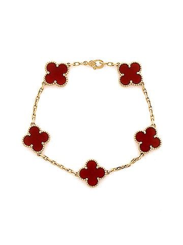 Van Cleef & Arpels Vintage Alhambra 5 Motifs Bracelet 18K Yellow Gold and Carnelian (view 1)