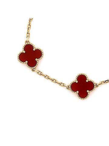 Van Cleef & Arpels Vintage Alhambra 5 Motifs Bracelet 18K Yellow Gold and Carnelian (view 2)