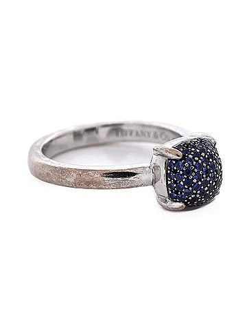 Tiffany & Co. Paloma Picasso Sugar Stacks Ring 18K White Gold with Sapphires 7mm (view 2)
