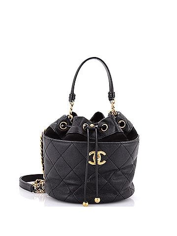 Chanel CC Drawstring Bucket Bag Quilted Caviar with Suede Small (view 1)