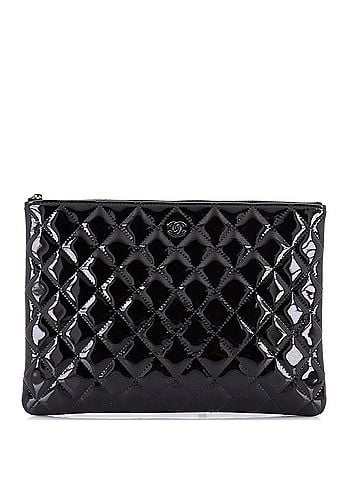 Chanel O Case Clutch Quilted Patent Medium (view 1)