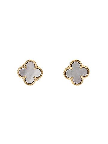 Van Cleef & Arpels Sweet Alhambra Stud Earrings 18K Yellow Gold and Mother of Pearl (view 1)