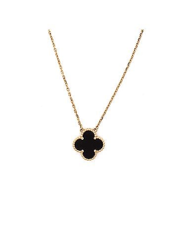 Van Cleef & Arpels Vintage Alhambra Pendant Necklace 18K Yellow Gold and Onyx (view 1)