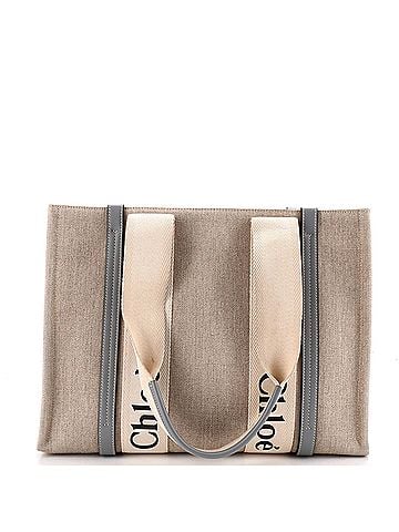 Chloé Woody Tote Canvas with Leather Medium (view 1)