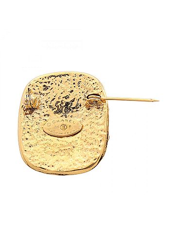Chanel Chanel Coco Mark Rectangle Brooch, Gold Plated (GP), Women's, Tone (view 2)