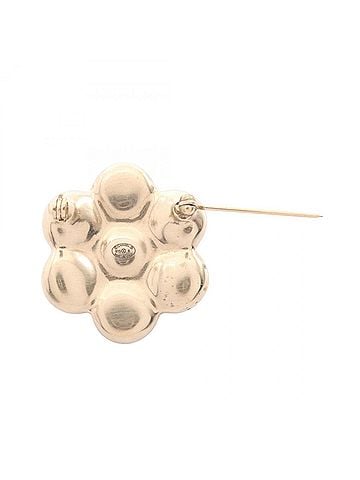 Chanel Chanel Coco Mark Brooch Accessory, Gold Plated (GP), Faux Pearl, Women's, Gold/White Tones (view 2)