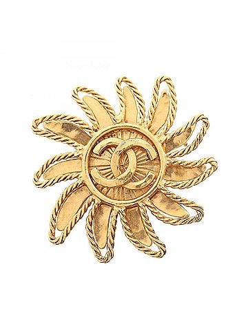 Chanel Chanel Coco Mark Flower Brooch Accessory, Gold Plated (GP), Women's, Tone (view 1)