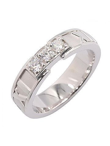 Tiffany & Co. Tiffany &amp; Co. Atlas Diamond Ring - 18K White Gold (18KWG) Women's Silver/Clear Tone (view 1)
