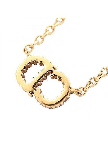 Christian Dior Christian Dior Dior CD Logo Necklace, Gold Plated (GP) Rhinestone Women's, Tone, Clear Tone (view 2)