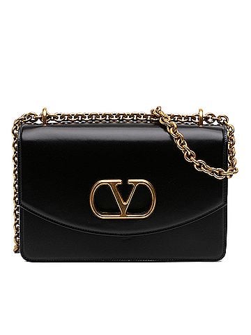 Valentino Small Shiny Calfskin VLogo Vain Crossbody (view 1)