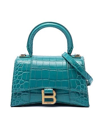 Balenciaga Croc Embossed Calfskin Hourglass Top Handle Bag XS (view 1)