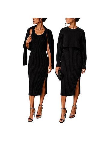 ALLSAINTS Margo Wool Alpaca Ribbed Knit Dress And Cropped Sweater  Cocktail Dress (view 1)