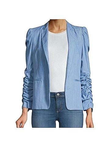 Generation Love Juniper Puff-Ruched Sleeve Chambray Blazer Blazer (view 1)
