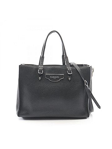 Balenciaga Balenciaga The Paper Mini 2-Way Handbag, Leather, Women's, Black, 399531 (view 1)