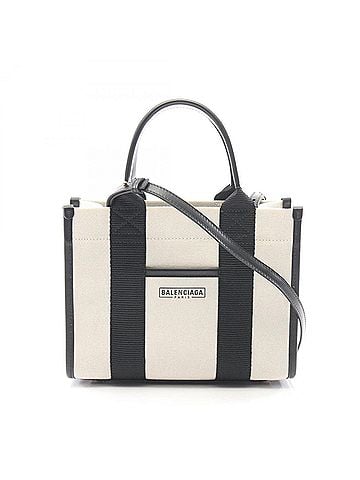 Balenciaga Balenciaga HARDWARE XS 2-Way Tote Bag/Handbag, Canvas and Leather, Women's, Ivory/Black, 693662 (view 1)
