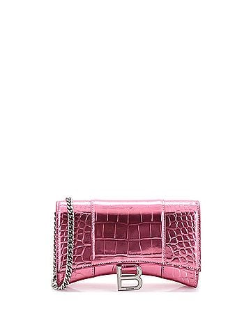 Balenciaga Hourglass Chain Wallet Crocodile Embossed Leather (view 1)