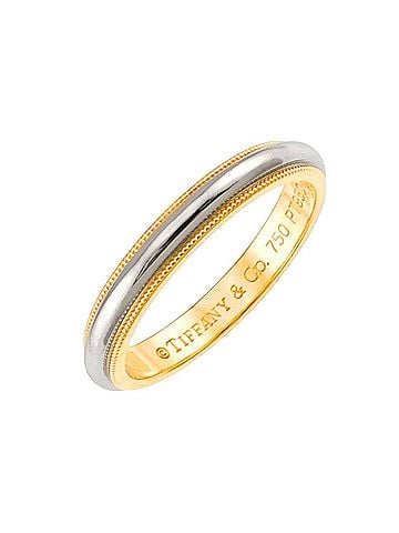 Tiffany & Co. Tiffany &amp; Co. Milgrain Band Ring, 3.5mm wide, Platinum (Pt) and 18K Yellow Gold (750), Together Ring. (view 1)
