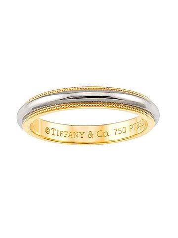 Tiffany & Co. Tiffany &amp; Co. Milgrain Band Ring, 3.5mm wide, Platinum (Pt) and 18K Yellow Gold (750), Together Ring. (view 2)