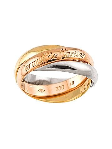 Cartier Cartier Trinity MM #49 Ring, 18K Yellow Gold, White Pink Triple Band, Three Colors, 750 Gold. (view 2)